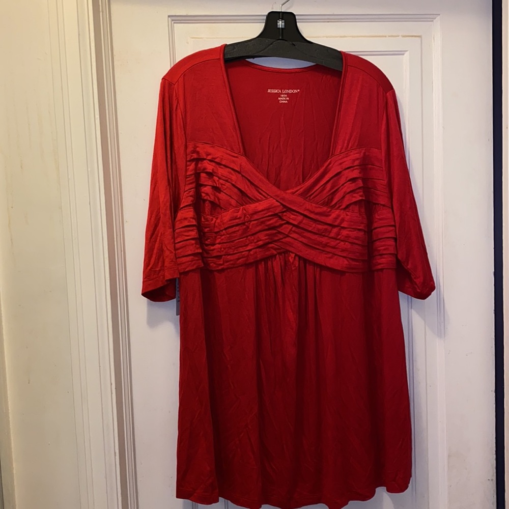 NWT cherry red Jessica London soft bust detail top